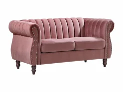 Discount Vente-unique Sofás chesterfield de 3 y 2 plazas de terciopelo rosa antiguo TRUMBO Rosa palo