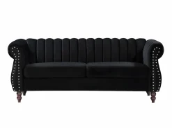 Hot Vente-unique Sofás chesterfield de 3 y 2 plazas de terciopelo TRUMBO Negro