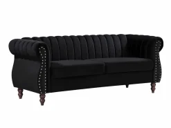 Hot Vente-unique Sofás chesterfield de 3 y 2 plazas de terciopelo TRUMBO Negro