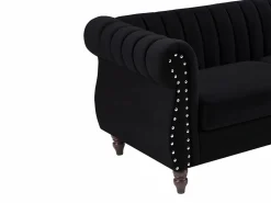 Hot Vente-unique Sofás chesterfield de 3 y 2 plazas de terciopelo TRUMBO Negro