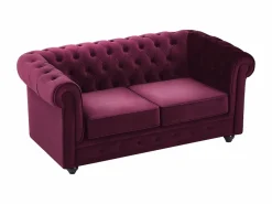 Sofás Chesterfield de terciopelo morado de 3 plazas y 2 plazas Conjunto Sofás