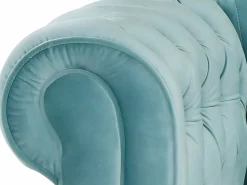 Online Sofás de 3 plazas, 2 plazas y un sillón de terciopelo azul pastel CHESTERFIELD Conjunto Sofá Y Sillón