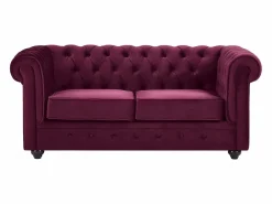 Sale Vente-unique Sofás de 3 plazas, 2 plazas y sillón de terciopelo morado CHESTERFIELD Granate