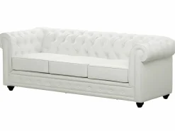 New Sofás de 3 plazas, 2 plazas y sillón en imitación cuero CHESTERFIELD Conjunto Sofá Y Sillón