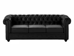 Vente-unique Sofás de 3 plazas, 2 plazas y sillón en imitación cuero CHESTERFIELD