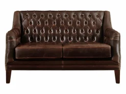 Hot Vente-unique Sofás de 3+2 plazas piel envejecida COLBERT - Marrón Marru00f3n chocolate