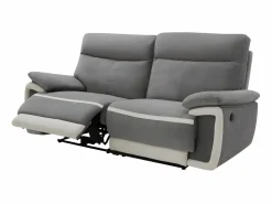 Vente-unique Sofás de 3 plazas y 2 plazas relax eléctrico de terciopelo con bandas crudo METTI