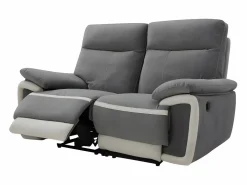 Vente-unique Sofás de 3 plazas y 2 plazas relax eléctrico de terciopelo con bandas crudo METTI