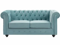 Sale Vente-unique Sofás de 3 plazas y 2 plazas de terciopelo azul pastel CHESTERFIELD Azul celeste