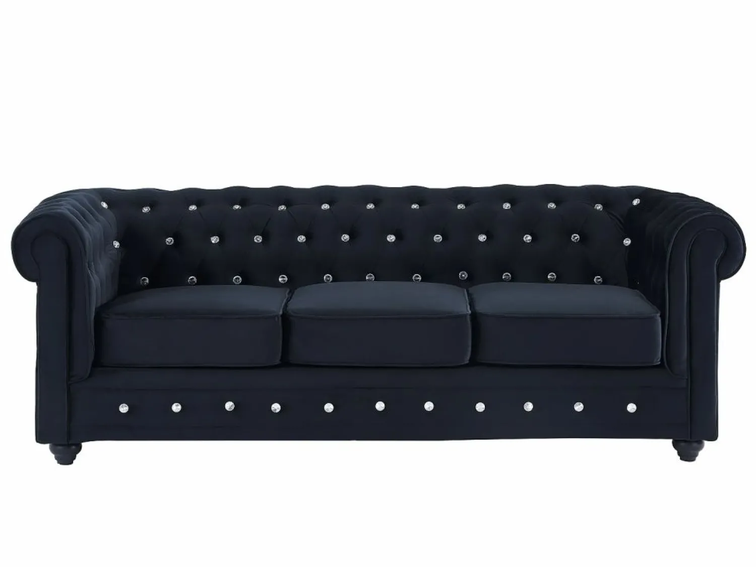 Vente-unique Sofás de 3 plazas y 2 plazas de terciopelo con botones de efecto cristal CHESTERFIELD
