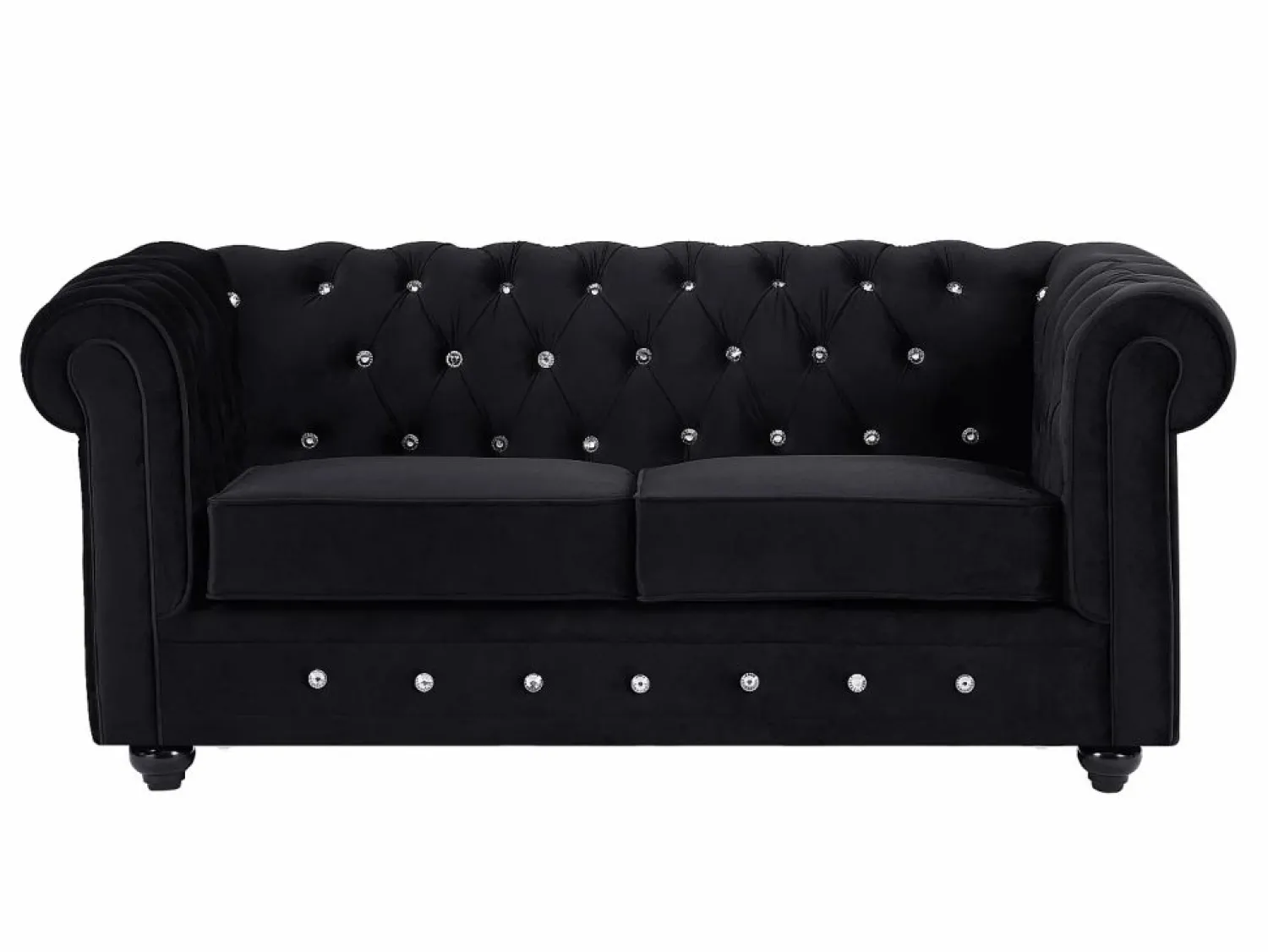 Vente-unique Sofás de 3 plazas y 2 plazas de terciopelo con botones de efecto cristal CHESTERFIELD