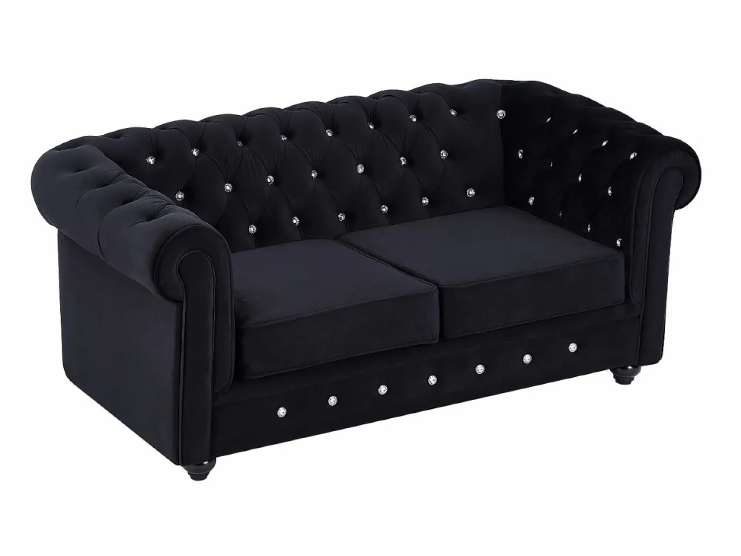 Vente-unique Sofás de 3 plazas y 2 plazas de terciopelo con botones de efecto cristal CHESTERFIELD