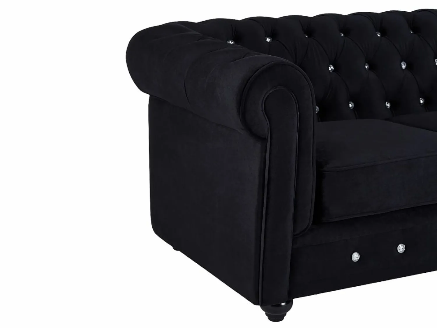 Vente-unique Sofás de 3 plazas y 2 plazas de terciopelo con botones de efecto cristal CHESTERFIELD