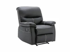Sale Sofás y sillón relax de piel sintética negra CANBY Conjunto Sofá Y Sillón