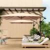 Sombrilla Cantilever Ø260cm, tejido de poliéster 180g/m², protección UV50+, color caqui, incluye base, manivela y funda (295x250x235cm)