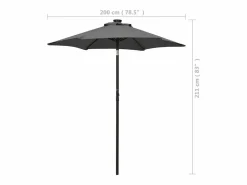 Clicnbuy Sombrilla con luces LED aluminio antracita 200x211 cm