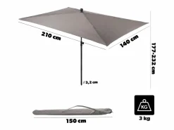 Online Sombrilla de balcón rectangular KADAX, 210 x 140 cm, altura regulable para balcón y terraza, sombrilla de terraza plegable con bolsa de transporte, color topo, 210 Beige