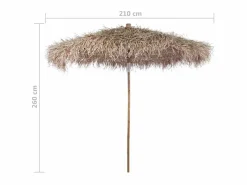 Hot Sombrilla de bambú con tejado de hojas de plátano 210 cm ES594312 Sombrilla