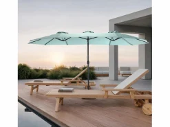 Online Sombrilla de doble cabeza (4,53 m x 2,67 m), sombrilla excéntrica, sistema de elevación con manivela, ideal para jardín o terraza, protección solar óptima Sombrilla