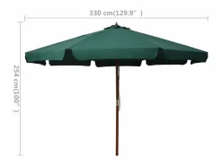 Clearance Sombrilla de jardín con palo de madera verde 330 cm ES592774