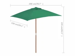 Sale Clicnbuy Sombrilla de jardín con palo de madera 150x200 cm Verde