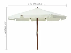 Sombrilla de jardín con palo de madera blanco arena 330 cm ES175846