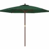 Outlet Sombrilla de jardín con poste de madera verde 299x240 cm ES342140 Sombrilla
