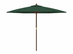 Outlet Sombrilla de jardín con poste de madera verde 299x240 cm ES342140 Sombrilla