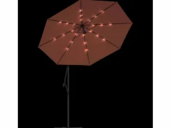 Clicnbuy Sombrilla voladiza con luces LED y palo de acero terracota