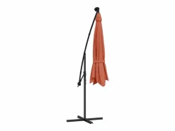 Clicnbuy Sombrilla voladiza con luces LED y palo de acero terracota