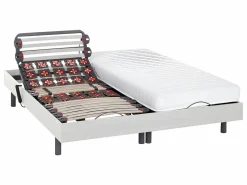 Outlet Somier articulado eléctrico 2x78 terminales - 2 x 90 x 200 cm - gris - NALU de DREAMEA Cama Articulada