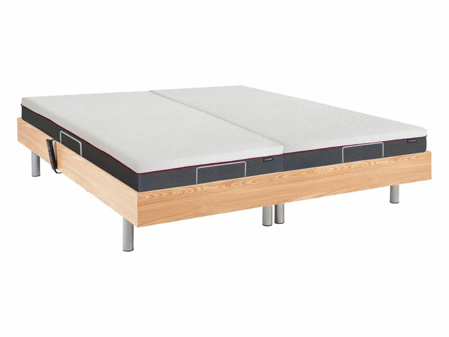 Best Ysmée Somier articulado eléctrico 2x65 terminales - 2 x 80 x 200 cm - beige - PITUS de YSMÉE Color natural claro