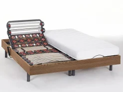 Ysmée Somier articulado eléctrico 2x78 terminales - 2 x 90 x 200 cm - beige - NALU de DREAMEA