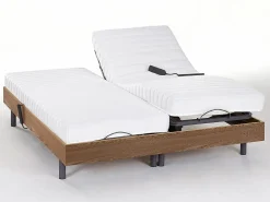Ysmée Somier articulado eléctrico 2x65 terminales - 2 x 80 x 200 cm - gris - NALU de YSMÉE