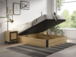 Sale Somier canapé 140 x 200 cm - Natural claro y negro - NAMOSI de YSMÉE Somier Con Canapé