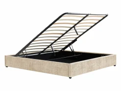 Hot Ysmée Somier con arcón 140 x 190 cm en tela texturizada - FIRMEO de YSMÉE Beige