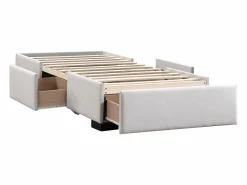 Outlet Ysmée Somier con cajones 90 x 190 cm en tela - Con patas - KOLANE de YSMÉE Beige