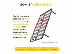 Best Somier con Patas Descansin | 120x180 cm | Materiales Resistentes | Silencioso | Gran Transpirabilidad Negro