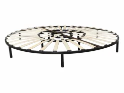Sale Ysmée Somier redondo de láminas de madera con patas 220x220 cm Negro