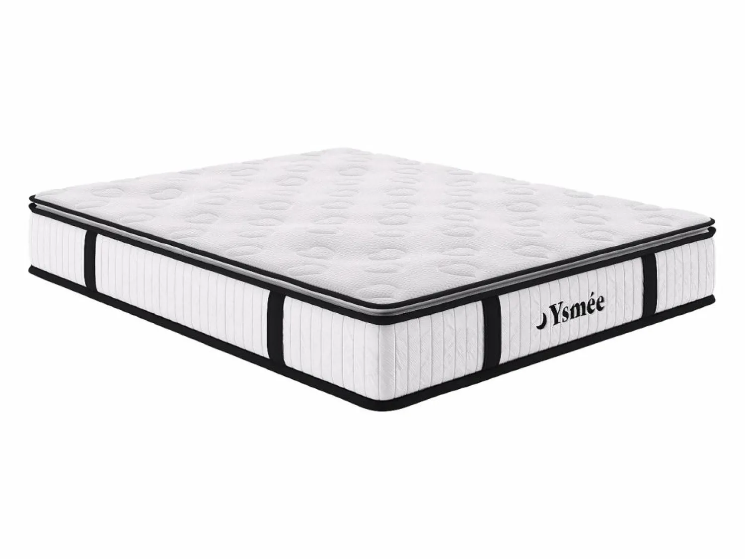 Discount Ysmée Sommier baúl natural claro colchón de muelles ensacados 28cm AMERICAN DREAM 160 x 200 cm Color natural claro