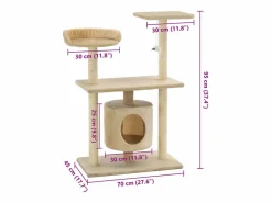 Best Garden Furniture Sophie-Manon Rascador para gatos con postes rascadores de sisal 95 cm Beige