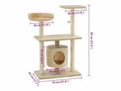 Best Garden Furniture Sophie-Manon Rascador para gatos con postes rascadores de sisal 95 cm Beige