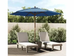 Best Garden Furniture Sophie-Sandrine Sombrilla de jardín con poste de madera azul celeste 299x240 cm