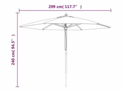 Garden Furniture Sophie-Sandrine Sombrilla de jardín con poste de madera verde 299x240 cm