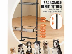 Best Soporte Ajustable para Comederos Elevados para Perros SucceBuy, con Espacio de Almacenamiento y Comederos Elevados Negro