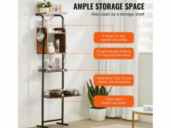 Best Soporte Ajustable para Comederos Elevados para Perros SucceBuy, con Espacio de Almacenamiento y Comederos Elevados Negro