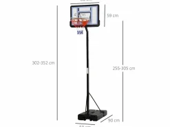 Hot Homcom Soporte de baloncesto negro 90x165x352 cm Multicolor