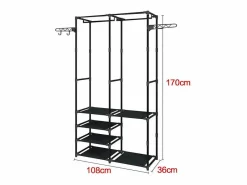 Outlet Soporte de comidas de metal 4 en 1, con 6 estantes, 2 varillas y ganchos, 108x36x170cm Mueble Perchero