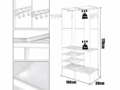 Sale DripeX Soporte de comidas de metal 4 en 1, con 6 estantes, 2 varillas y ganchos, 108x36x170cm Blanco