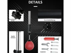 Soporte de pared ajustable para boxeo con barra giratoria de 360°, piel sintética, color (79 x 72 x 20 cm) Rojo
